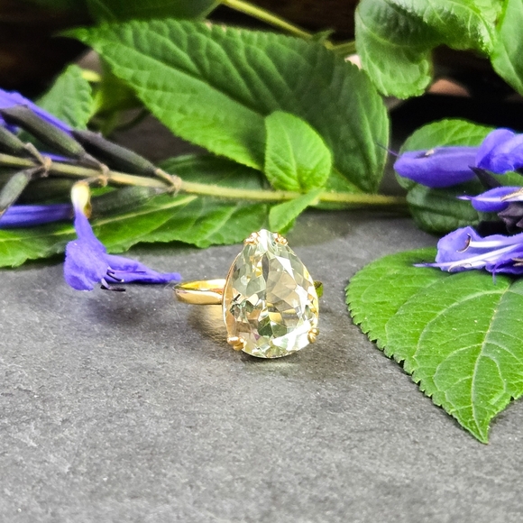 NIB Savvy Cie 6.80 Ct. Tw. Green Amethyst Cocktail Statement Ring, Size 7 - Picture 6 of 12